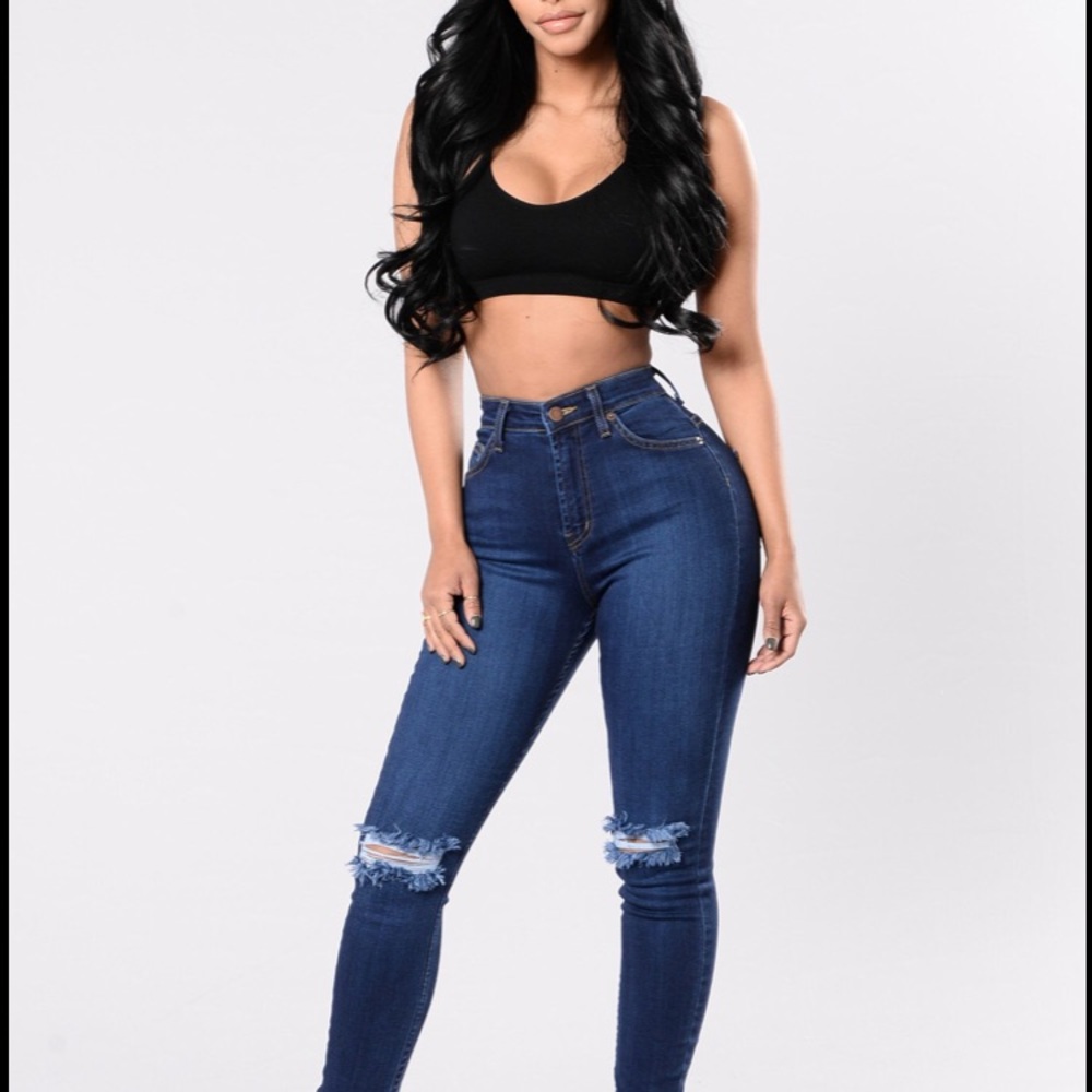 High waisted stretch jeans